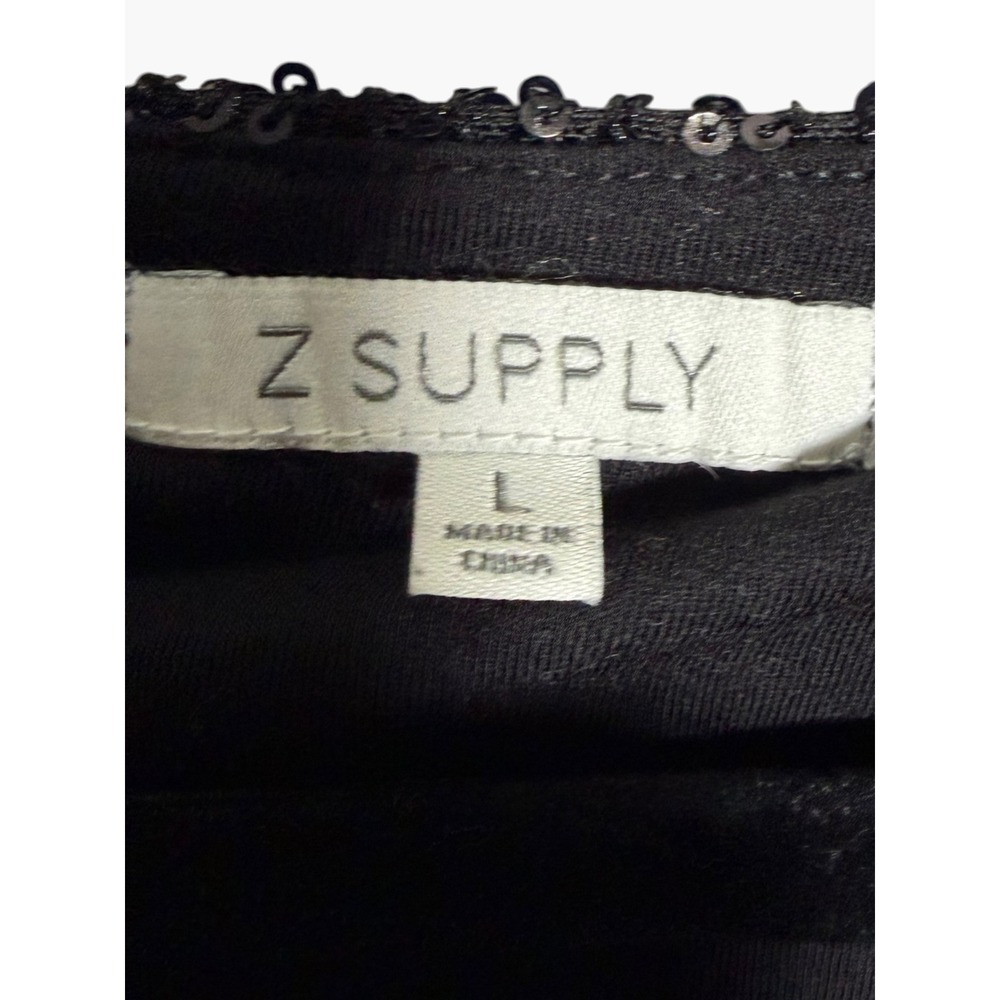 Z SUPPLY Black Sequin Long Sleeve Shift Mini Dress ZD234255 Large - Picture 3 of 4